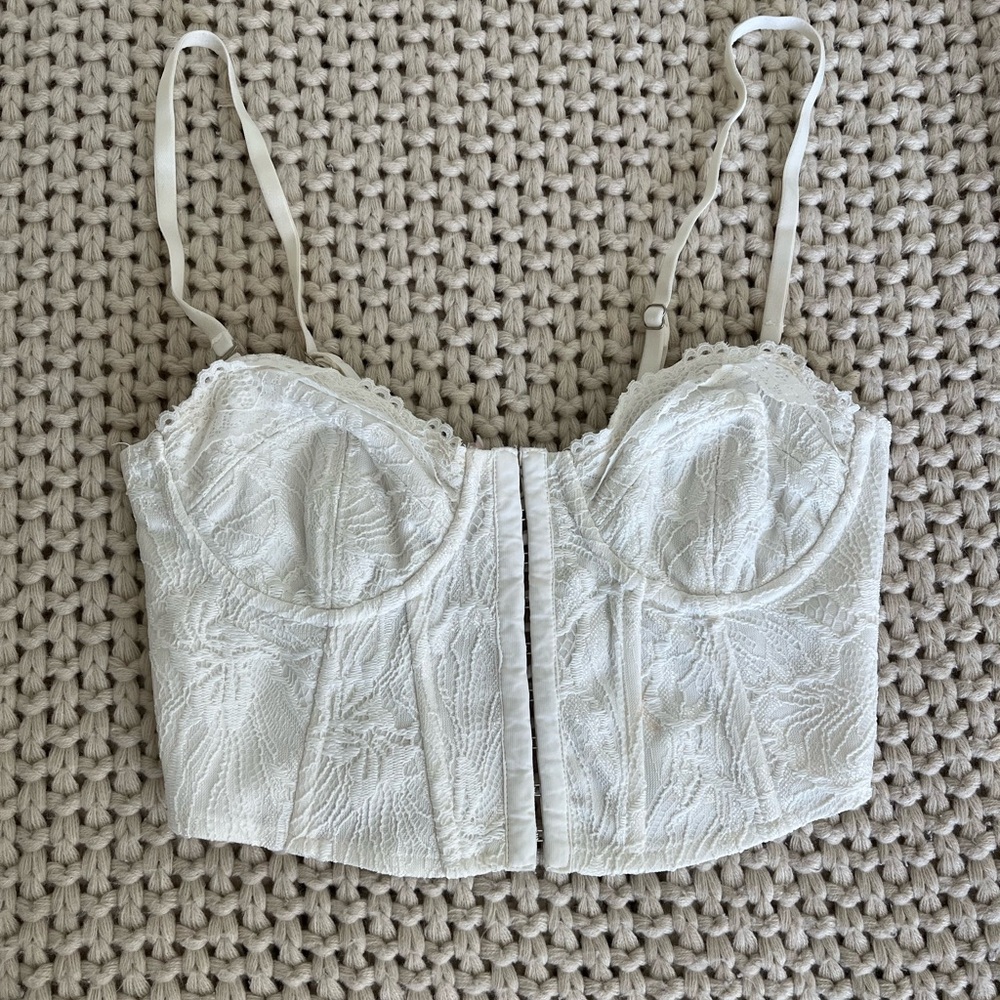 Edikted White Lace Bustier Top